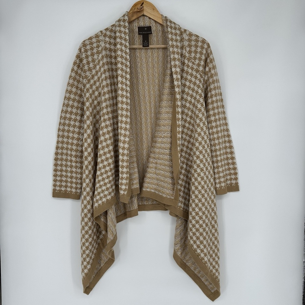 Fenn Wright Manson acrylic wool houndstooth open-front cascading cardigan medium